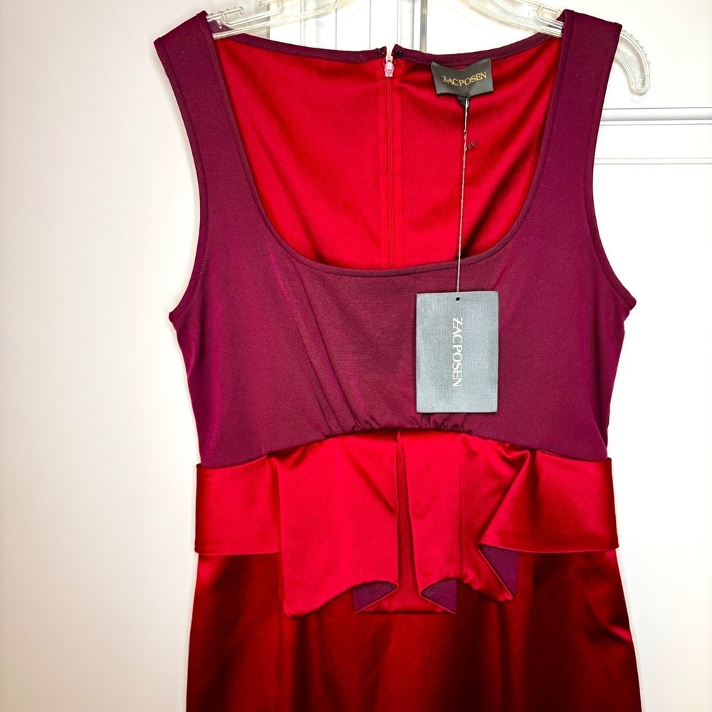 Zac Posen Atelier Silk Faille Fold Peplum Cocktail Dress Burgundy Red US 6 - Picture 11 of 12
